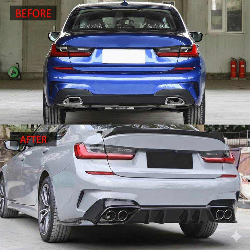 QUAD-PIPE Rear Diffuser For BMW G20 G21 M-SPORT 2019-2023