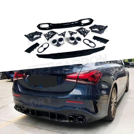 Rear Diffuser with Exhaust Tips for Benz A Class W177 A180 A200 A160 A250 A35 A4 image 0